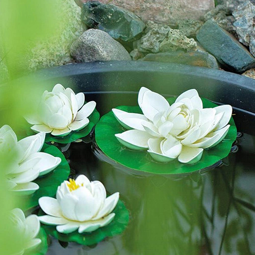 Velda Floating Lotus Foam White Ø17cm - decorazione sintetica galleggiante per laghetti