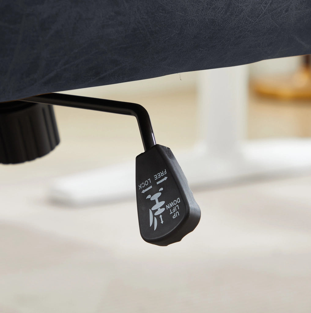 Sedia da ufficio nera in PU con base stabile in metallo, regolabile in altezza, adatta per ufficio e camera da letto