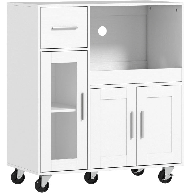 Mobile da cucina bianco con cassetti e ripiani
