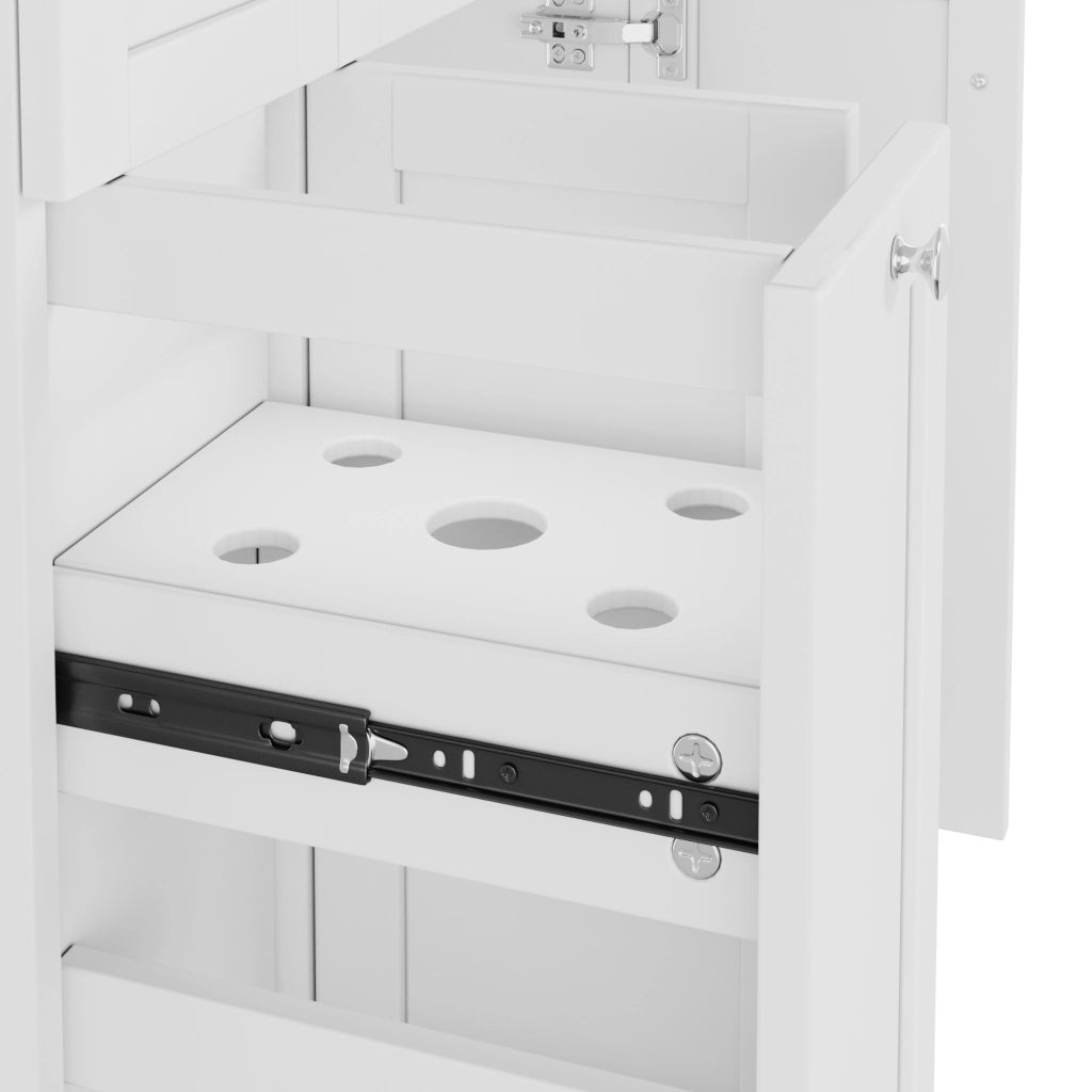 Mobiletto con lavabo a terra in MDF laccato con 3 cassetti e lavabo in ceramica bianco 76 × 47 × 86 cm