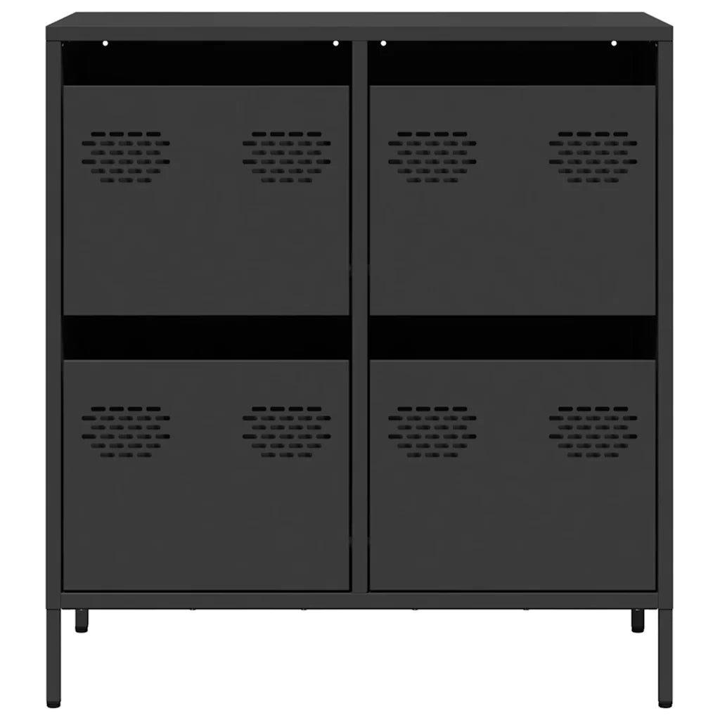 Credenza-Buffet-Armadio da cucina Nera 68x39x73,5 cm in Acciaio Laminato a Freddo 399883