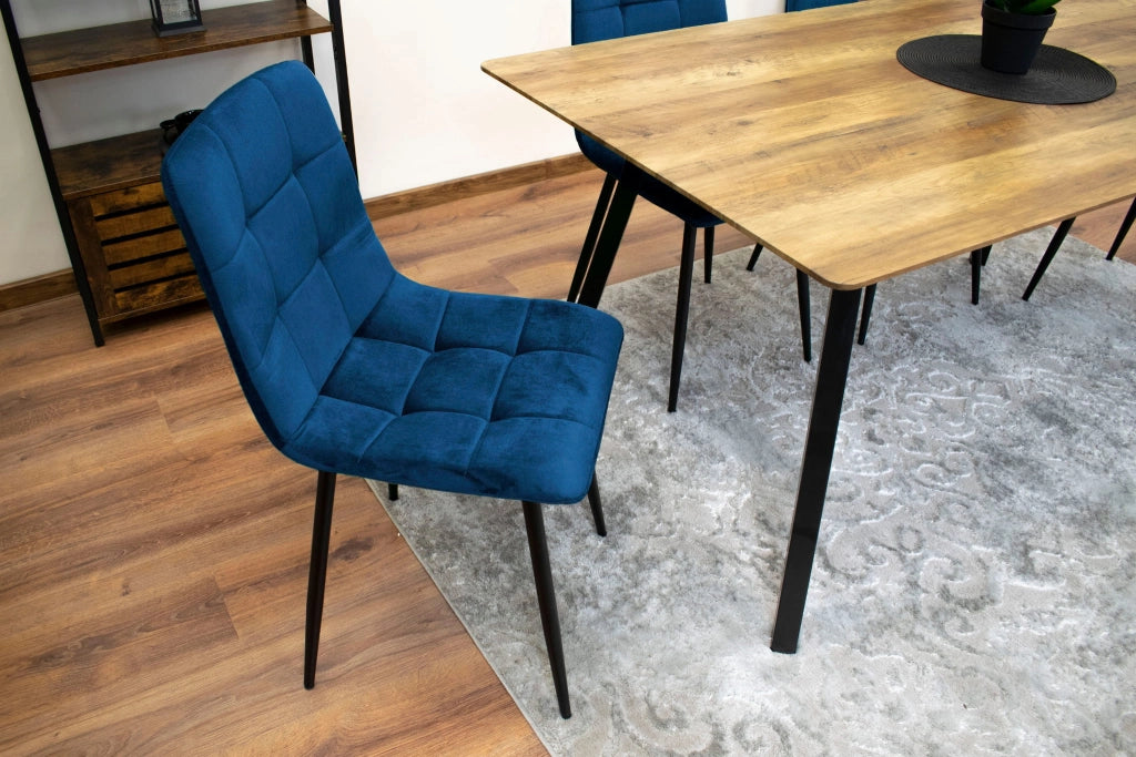 Sedia VALORA PYRA - Velluto blu navy moderno x 4