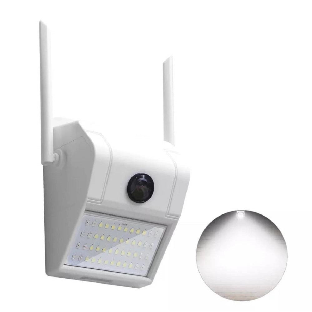 Trade Shop - Ip Camera Wifi Esterno 3mp 1080p Led Lampada Solare Ip66 Telecamera Cam Microsd -