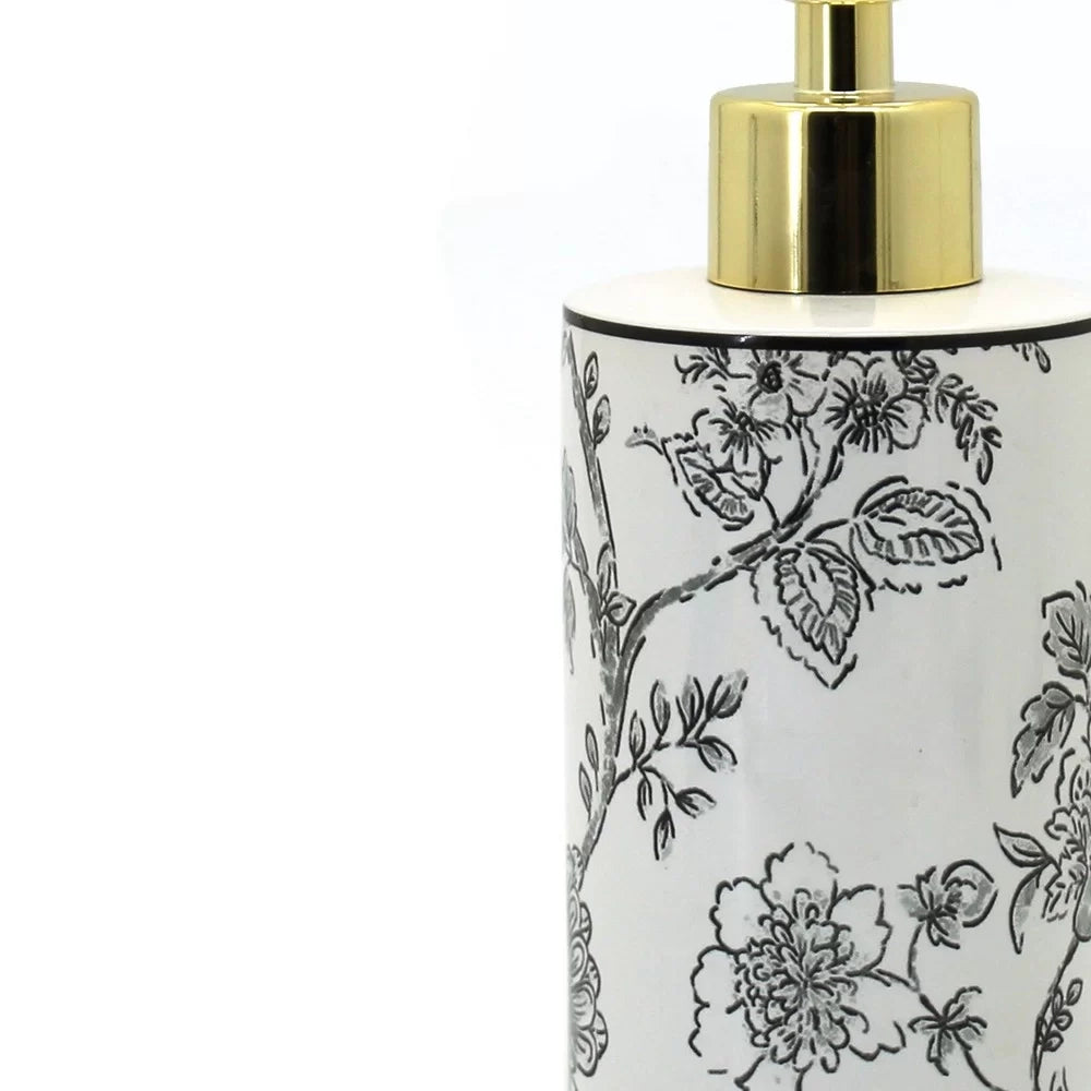 Dispenser in ceramica bianco con decori - serie Fiori