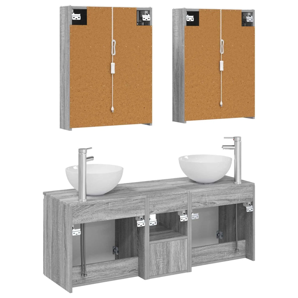 Set di Armadi da Bagno 5 pz Sonoma grigio Legno ingegnerizzato