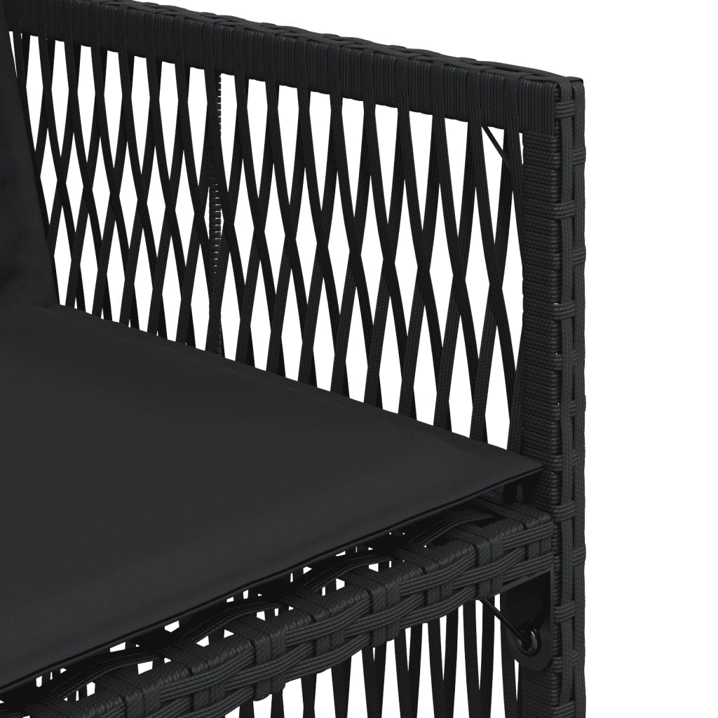 Set da Pranzo da Giardino 13pz con Cuscini Nero in Polyrattan 3210943