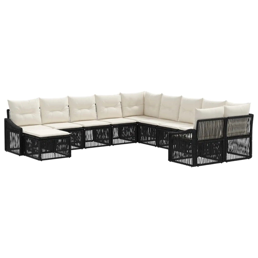 Set Divano da Giardino 11 pz Nero polyrattan 3436204