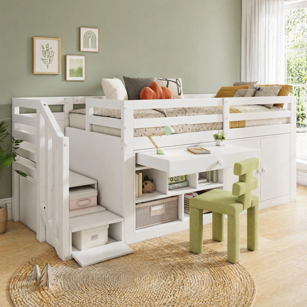 Letto multifunzione per bambini 90x200 cm bianco