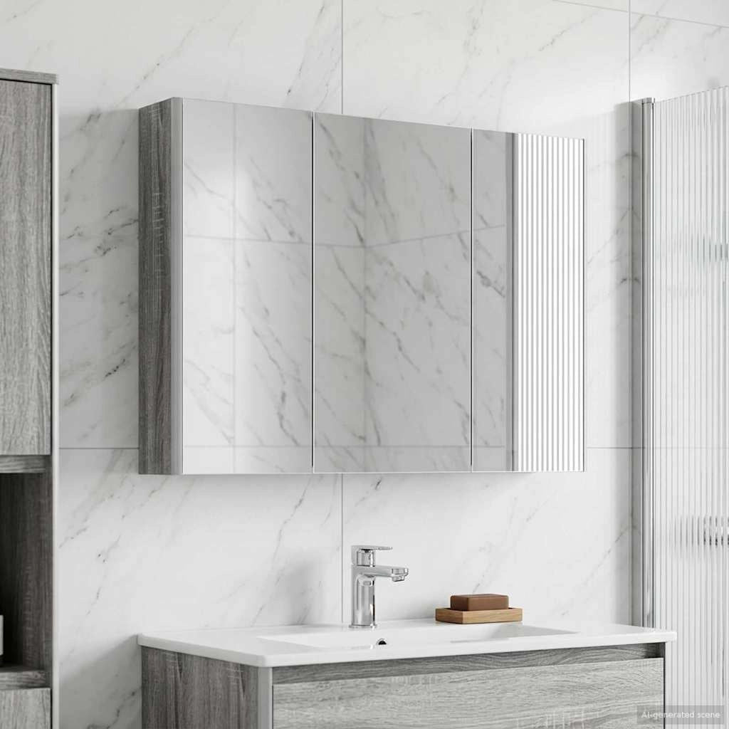 Mobiletto per specchio da bagno Grigio Sonoma 889276