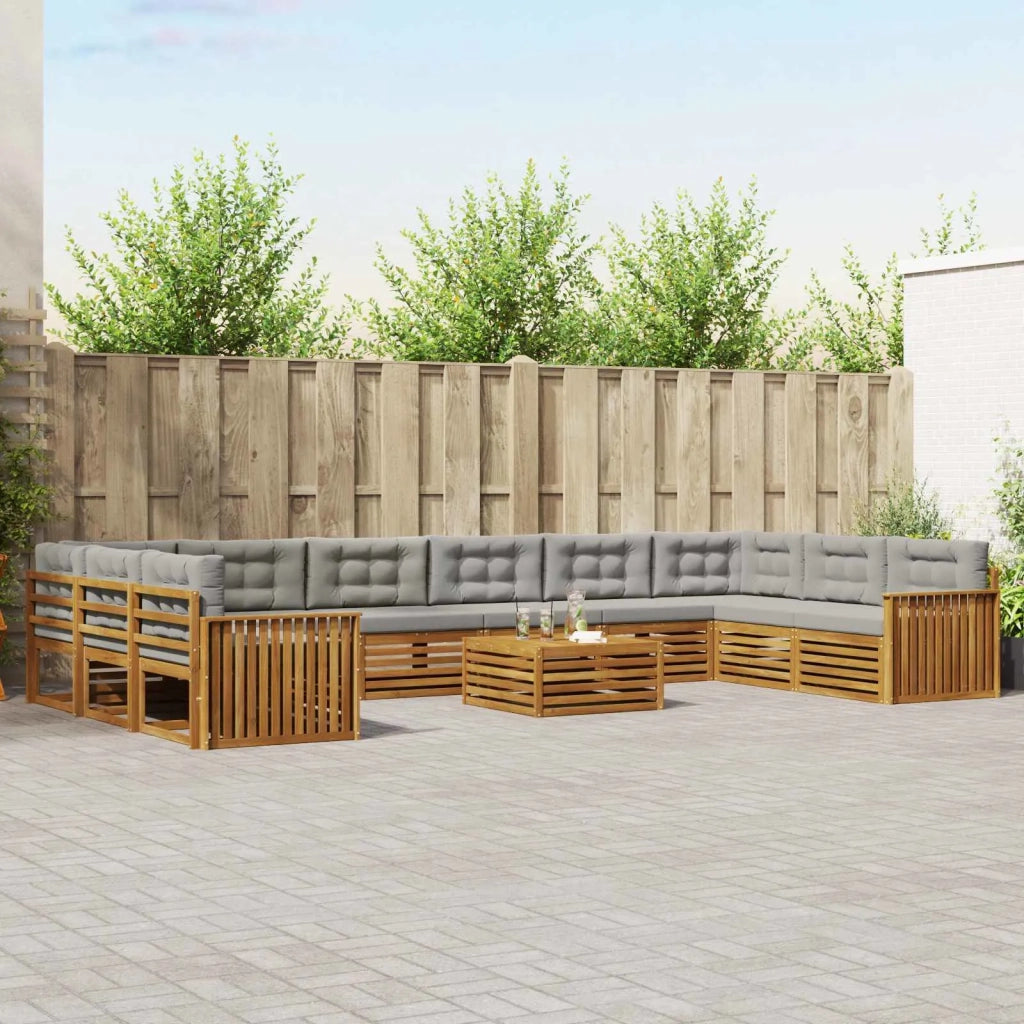 Set divani con cuscino 11 pcs Grigio Naturale e Chiaro 3374246