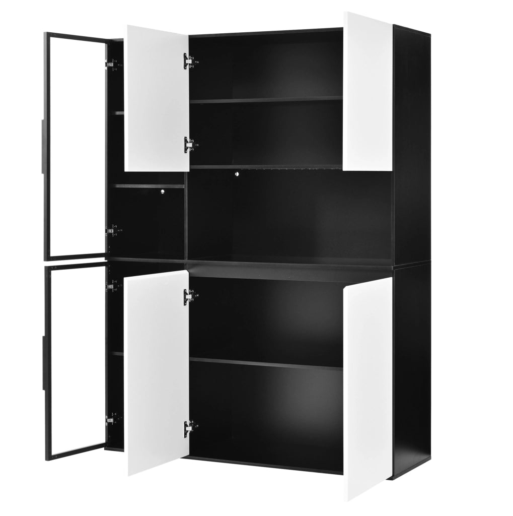 Vetrina alta 120x40x160 cm con LED regolabili in MDF bianco e nero