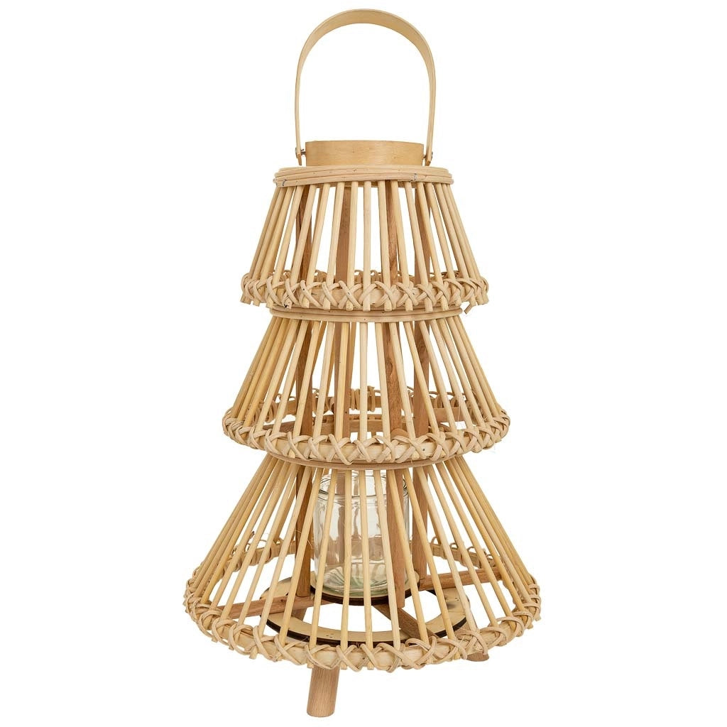 Lanterna portacandela in bambù marrone d29x42h