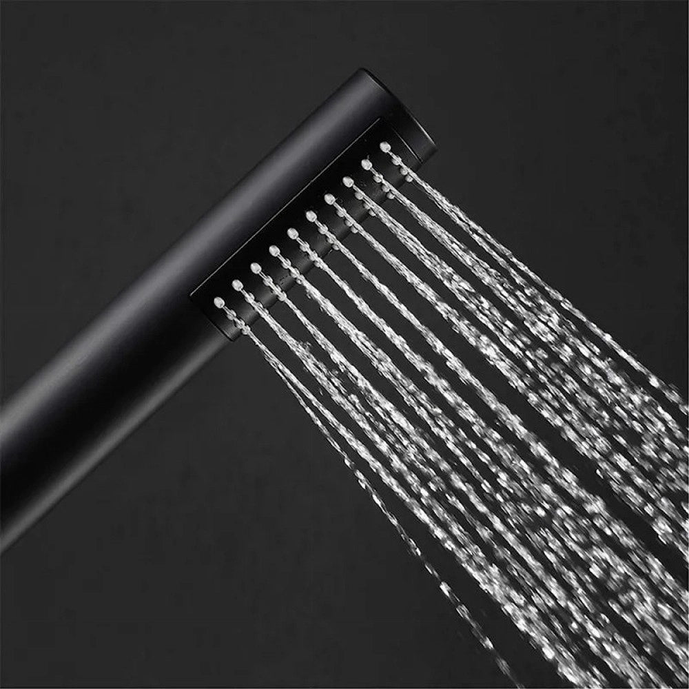 Trade Shop - Soffione Slim Doccia Moderno Nero Bagno Doccetta A Pioggia Filtro Anticalcare 87473 -