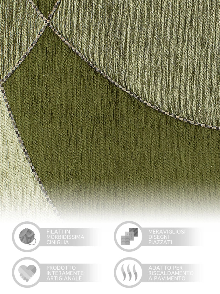 Tappeto Arredo Moderno Morbido in Ciniglia Ingresso Antiscivolo Prodotto Italiano  Soggiorno Camera Salotto Disegni Piazzati Cotone Varie Misure Grande Hills/Foresta - 65x300 cm