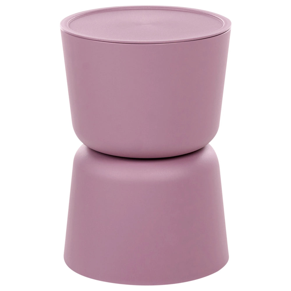 Set di 2 tavolini da salotto verde e viola in materiale sintetico, sgabelli multifunzionali da patio resistenti a macchie, ruggine e acqua in stile moderno