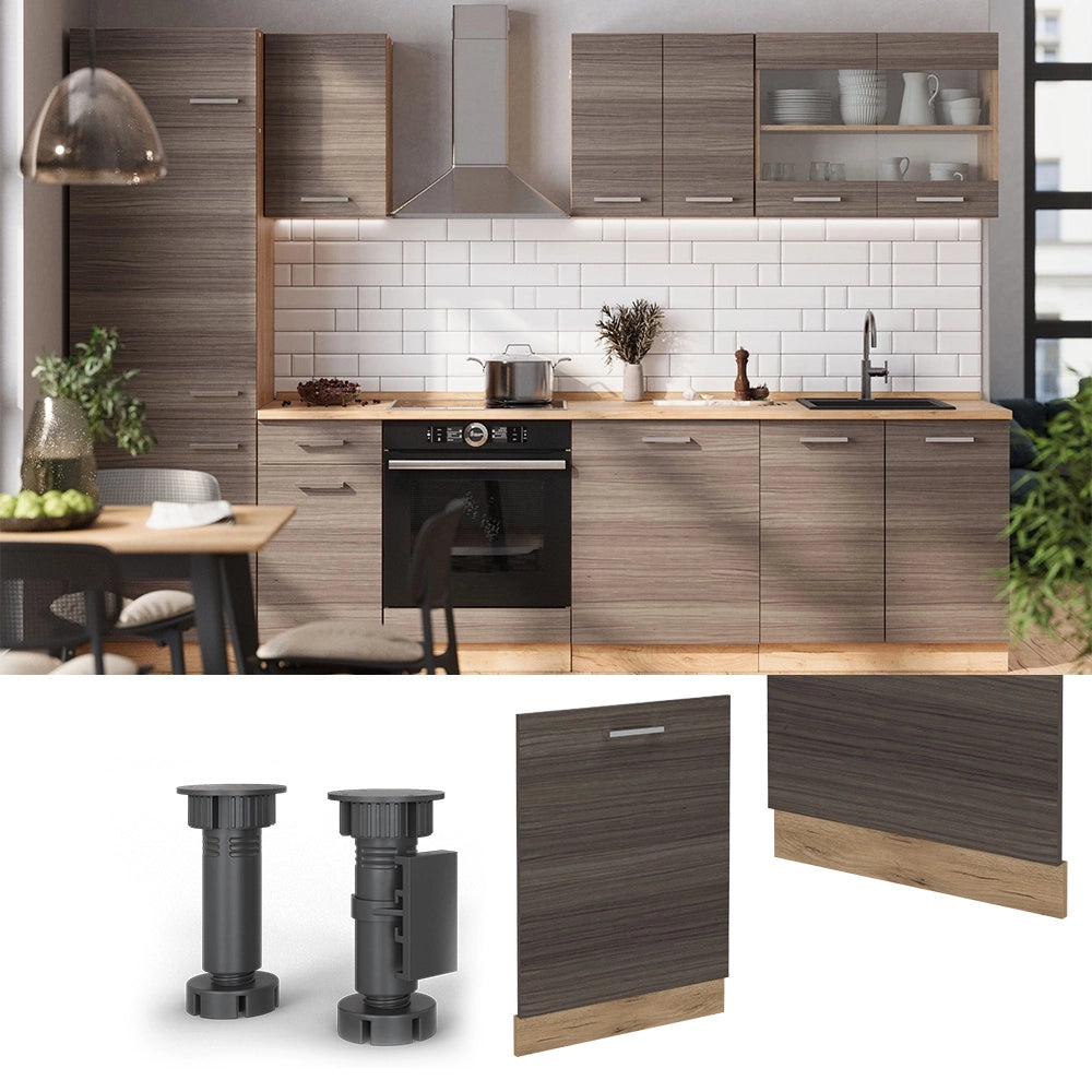 Pannello frontale della lavastoviglie R-Line Grigio nobile/Rovere dorato 60 cm, PL Rovere Vicco