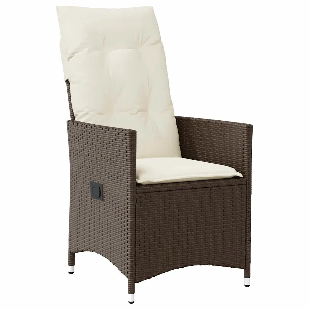 Set da Pranzo per Giardino con cuscino 5 pcs Marrone polyrattan 3379543