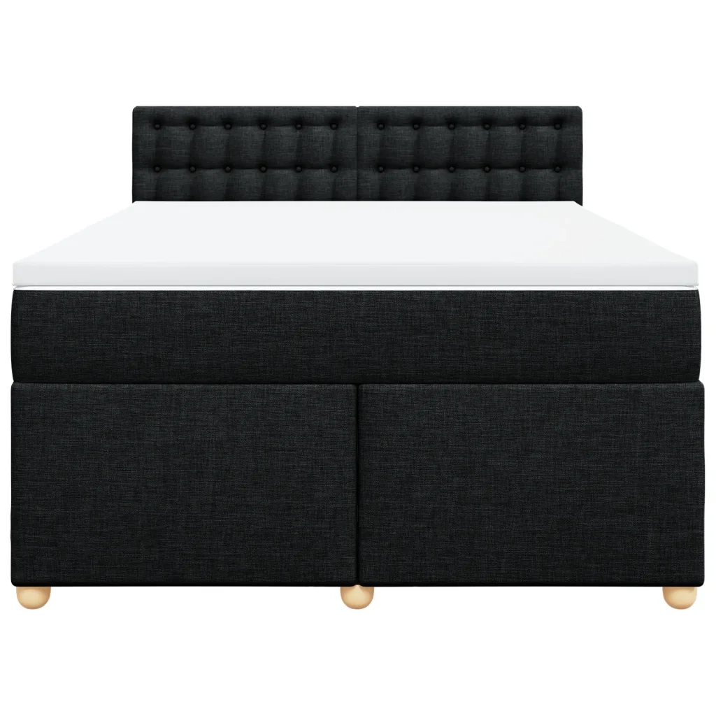 Giroletto a Molle con Materasso Nero 160x200 cm in Tessuto