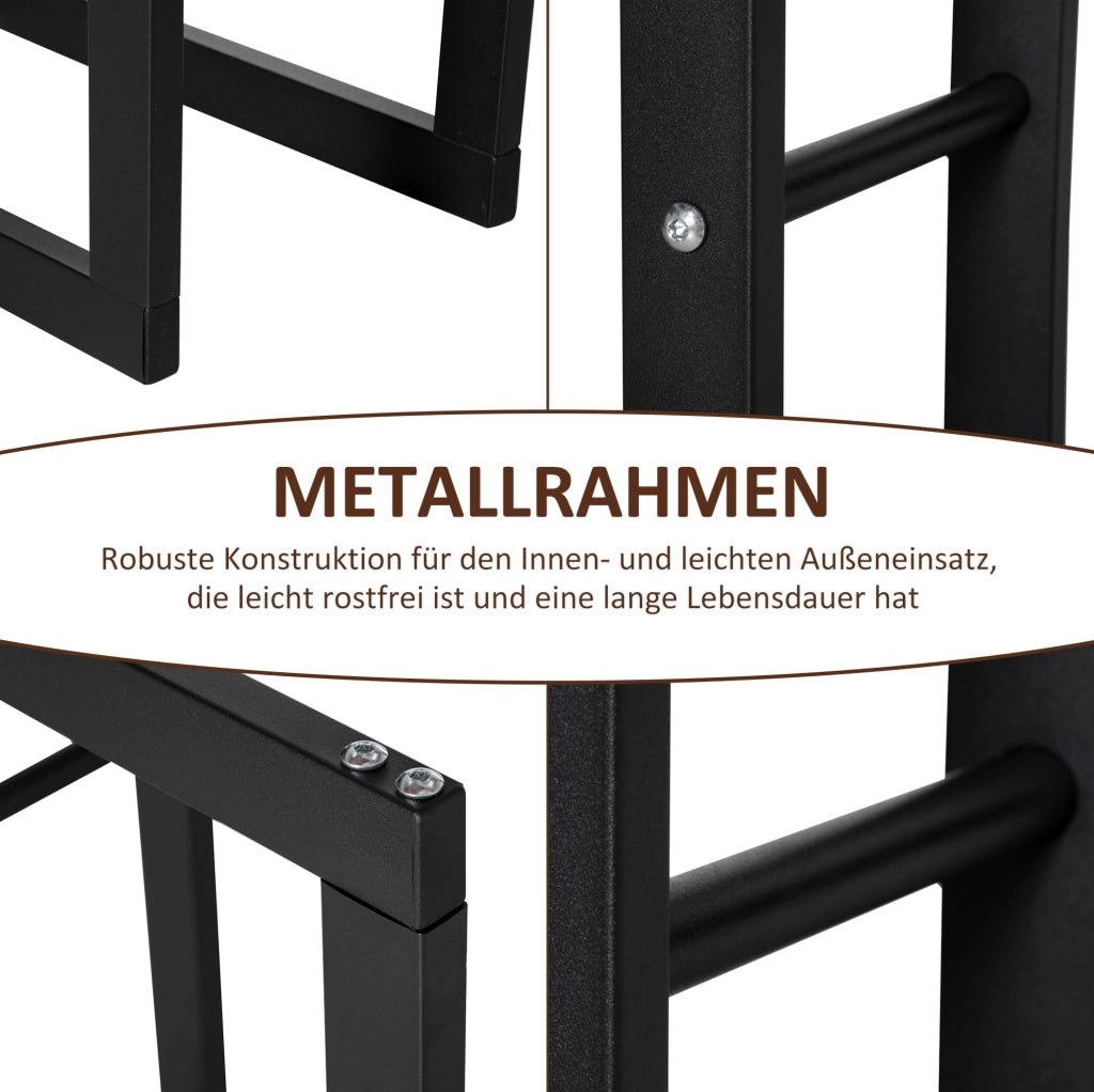 Portalegna in acciaio nero resistente fino a 97 kg, 60x25x100 cm