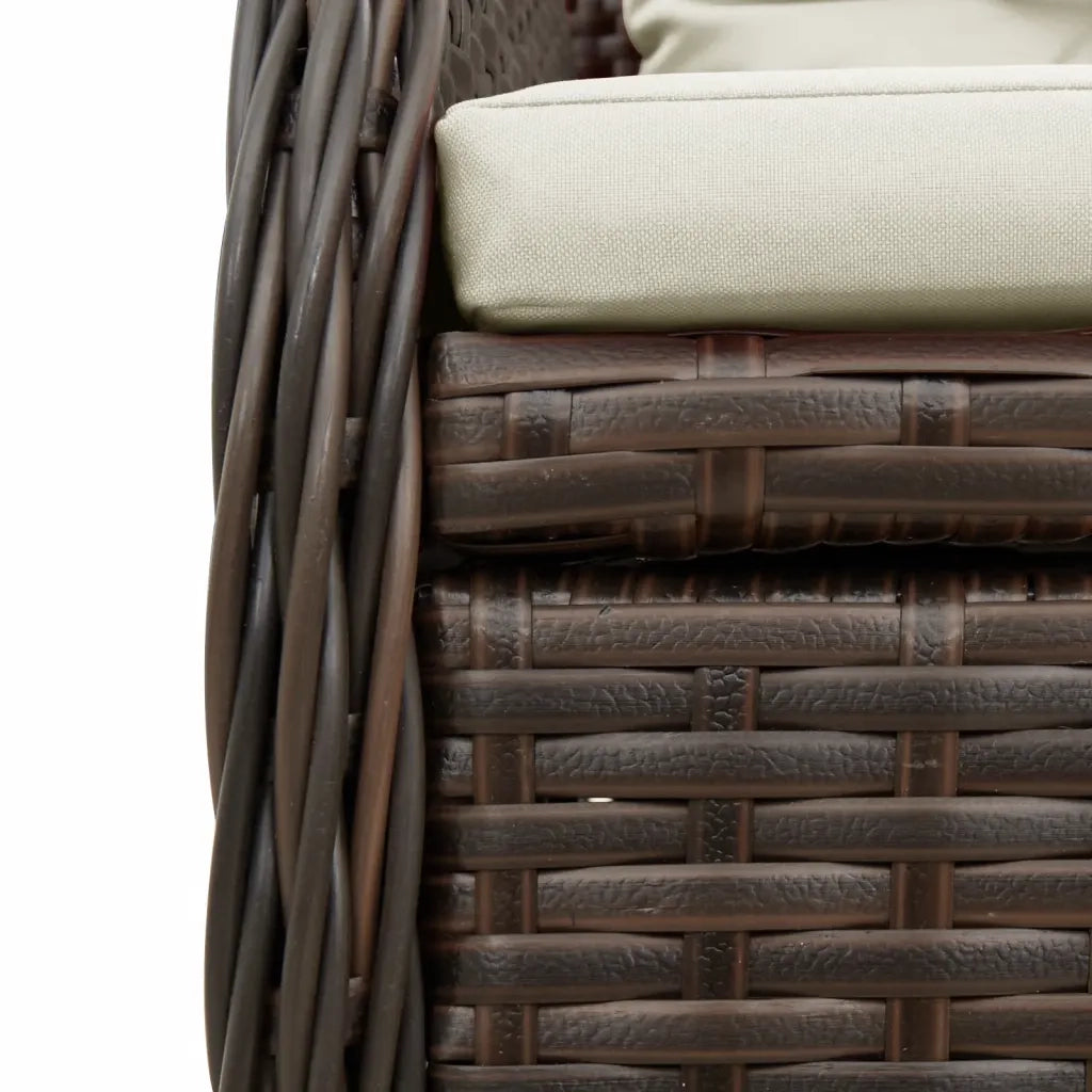 Set da Pranzo da Giardino 7pz con Cuscini in Polyrattan Marrone