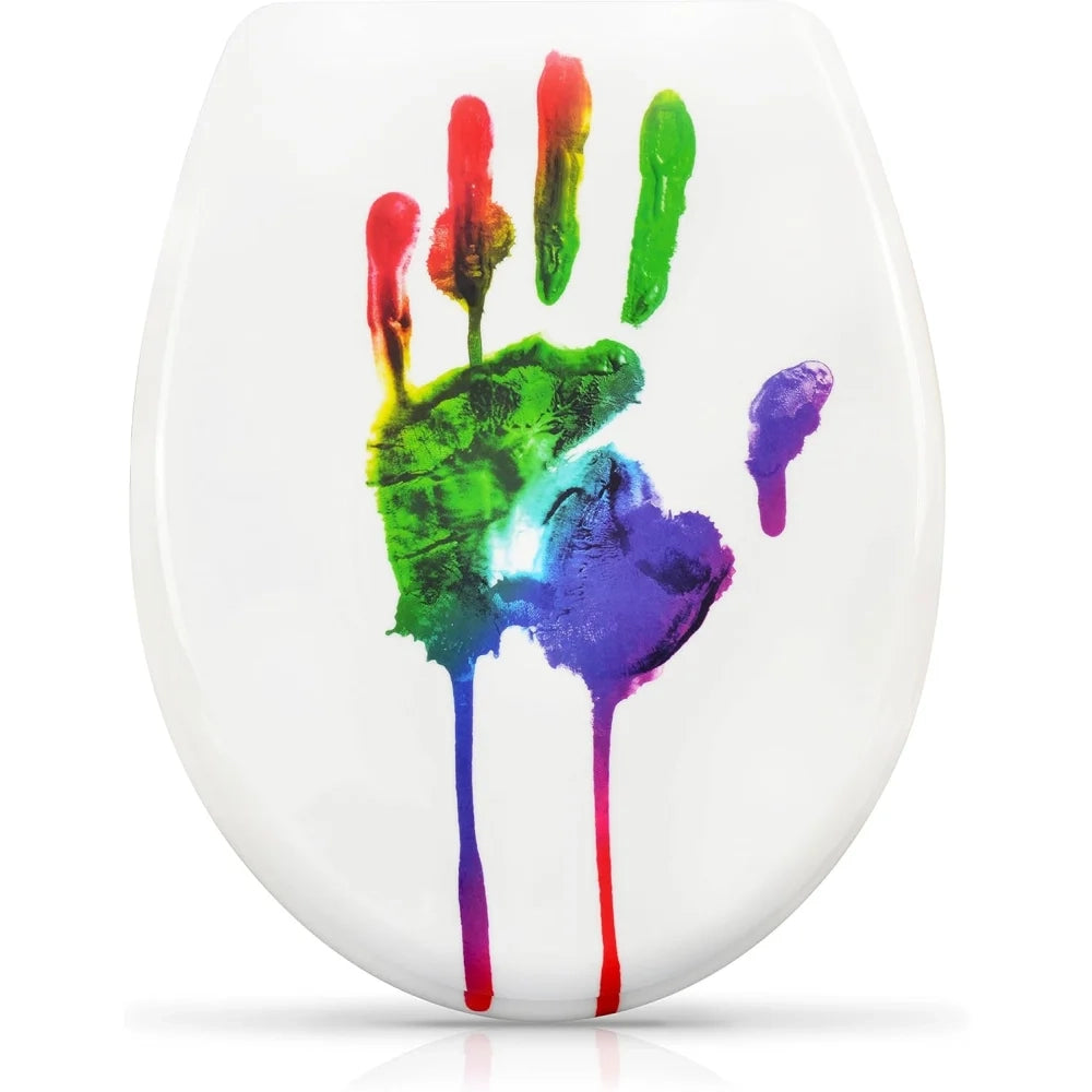 Sedile wc fantasia e chiusura ammortizzata - motivo high five -