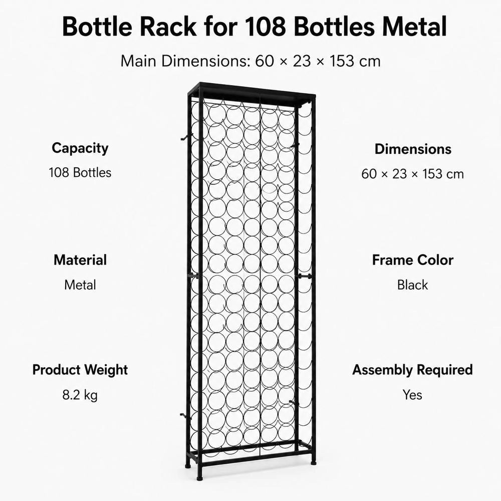 Metal Bottle Rack For 108 Bottles