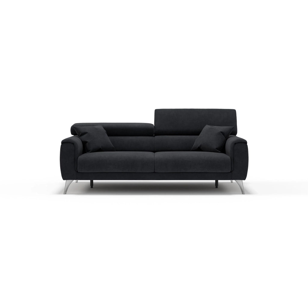 Caravaggio Divano con sedute allungabili e poggiatesta reclinabili in tessuto impermeabile T02 199 cm nero