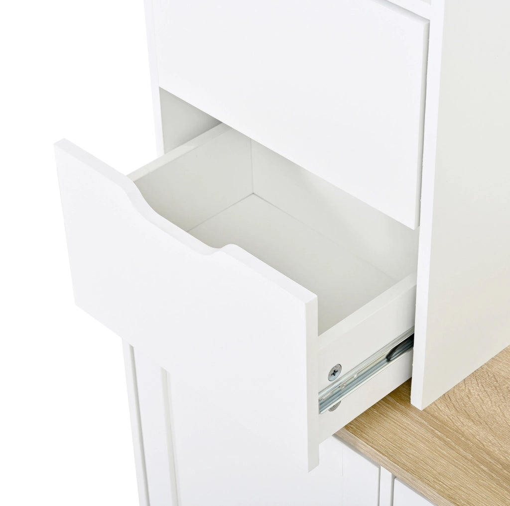 Mobile ingresso 100x32x186 cm in MDF bianco con seduta e vano scarpe