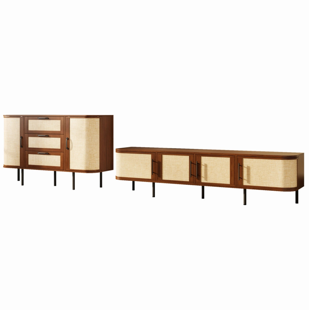 Set mobile TV e credenza 180x40x45/120x40x82 cm in MDF noce