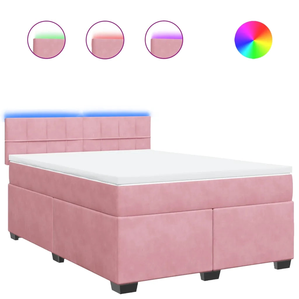 Giroletto a Molle con Materasso Rosa 140x200 cm in Velluto