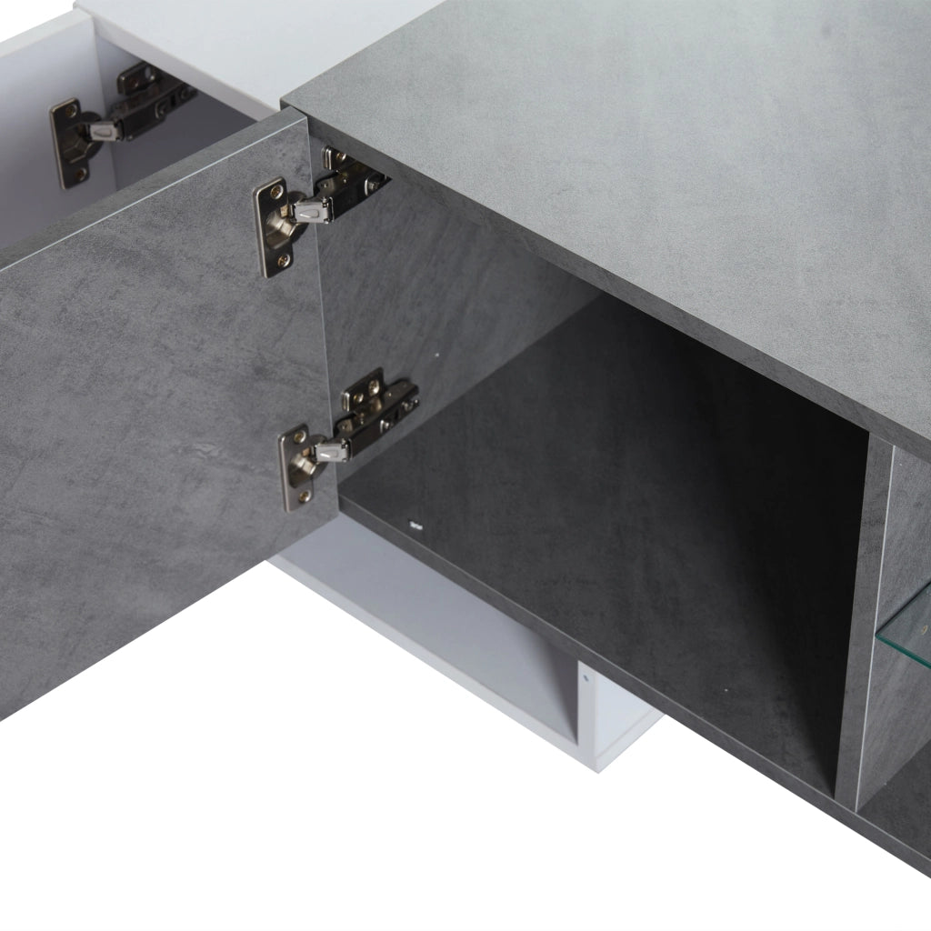 Mobile TV bianco e grigio 180 cm con illuminazione LED