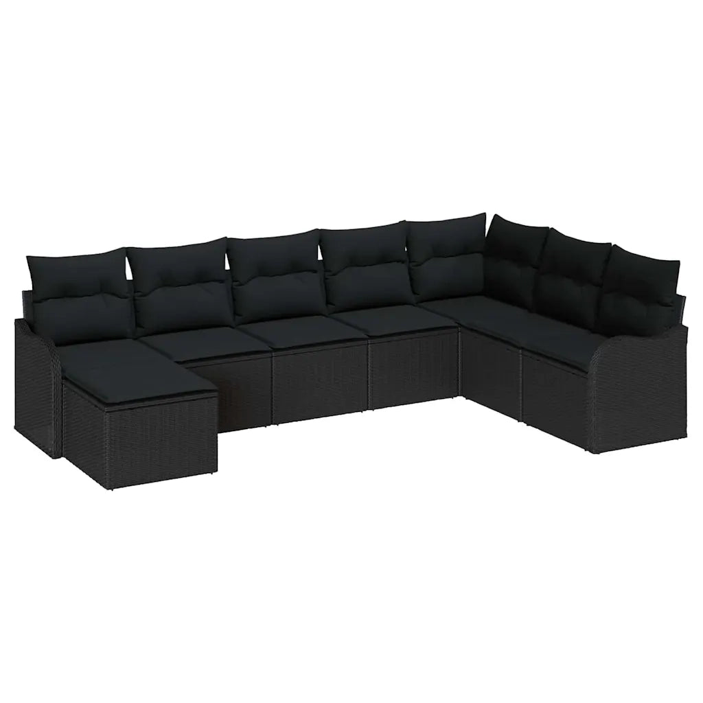 Set Divano da Giardino 8 pcs Nero polyrattan