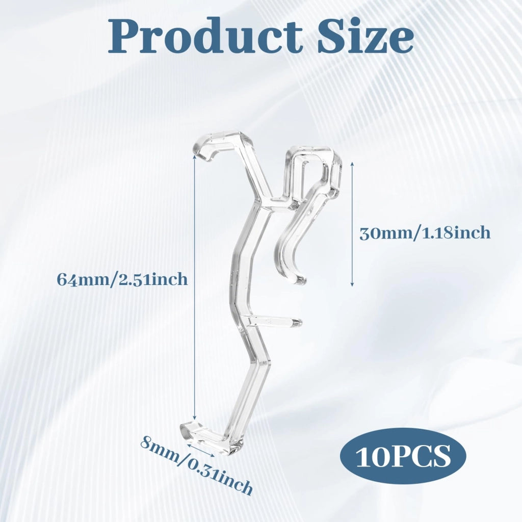 10 clip per tende a rullo, trasparenti, da 64 mm
