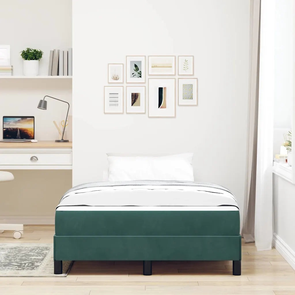 Letto a molle con materasso Verde Scuro 120 x 200 cm Tessuto 3398686
