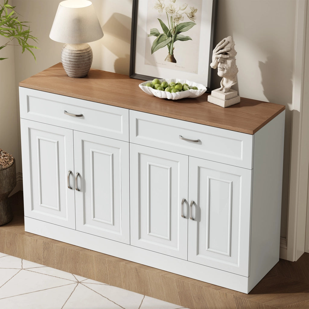 Credenza con quattro ante; due cassetti e ripiani regolabili in pannello truciolare 120 × 35 × 80;5 cm