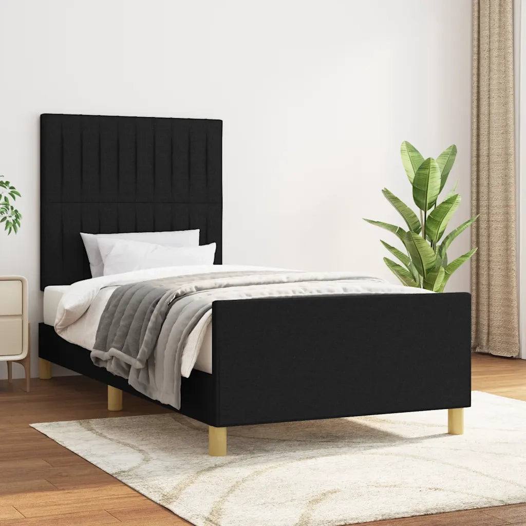 Giroletto senza Materasso-Struttura Letto Nero 90x190 cm in Tessuto 328184