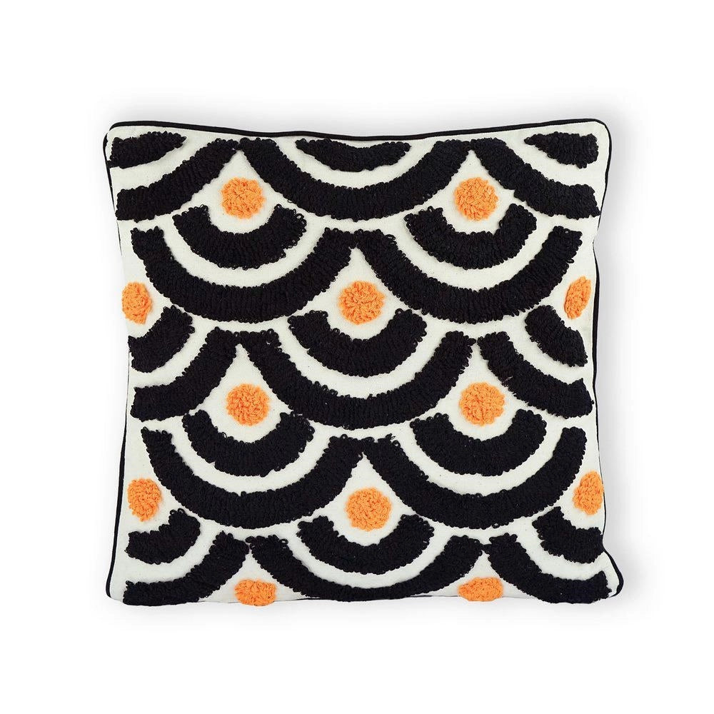 Cuscino sfoderabile con elegante ricamo nero e giallo Tribal