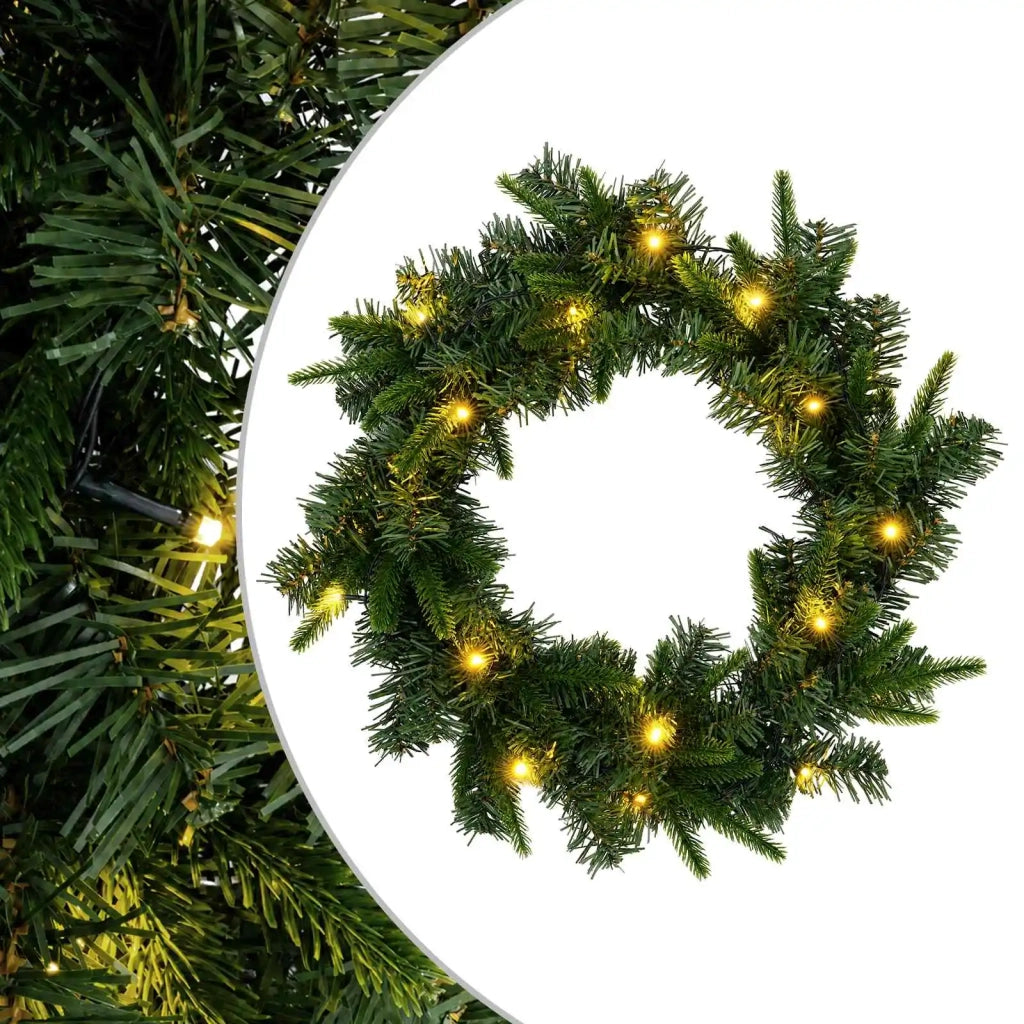Ghirlanda di Natale Verde Diam. 30 cm PVC e PE 25 LED 42056970