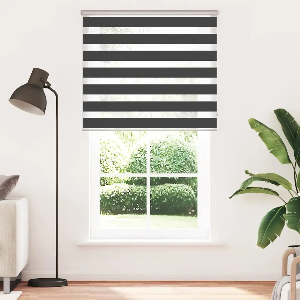 Tenda a Rullo Zebra Nero-Tenda avvolgibile Larghezza Tessuto 120,9 cm Poliestere 366417