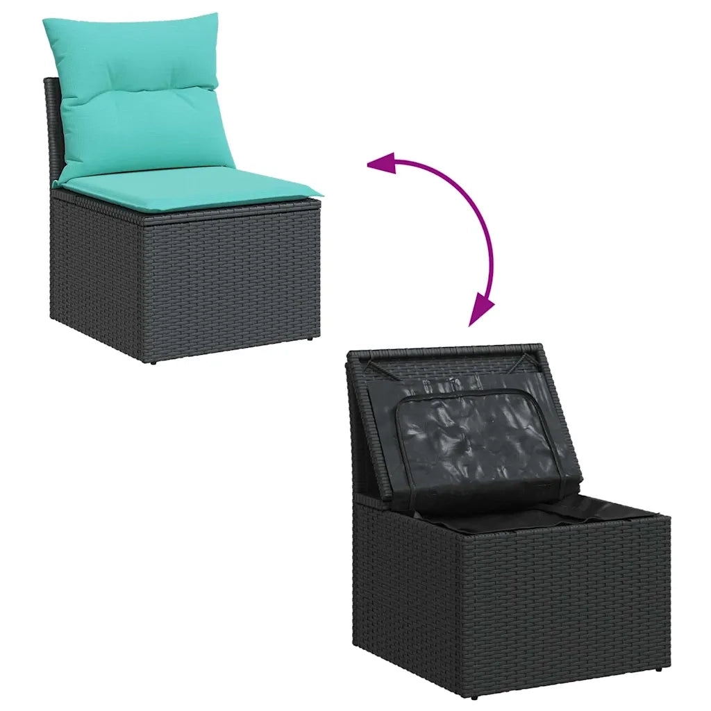 Set Divani da Giardino con Cuscini 7pz Nero Polyrattan 3325977