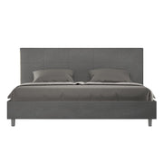 BS COM Letto matrimoniale king size senza rete imbottito 180x200 microfibra grigio
