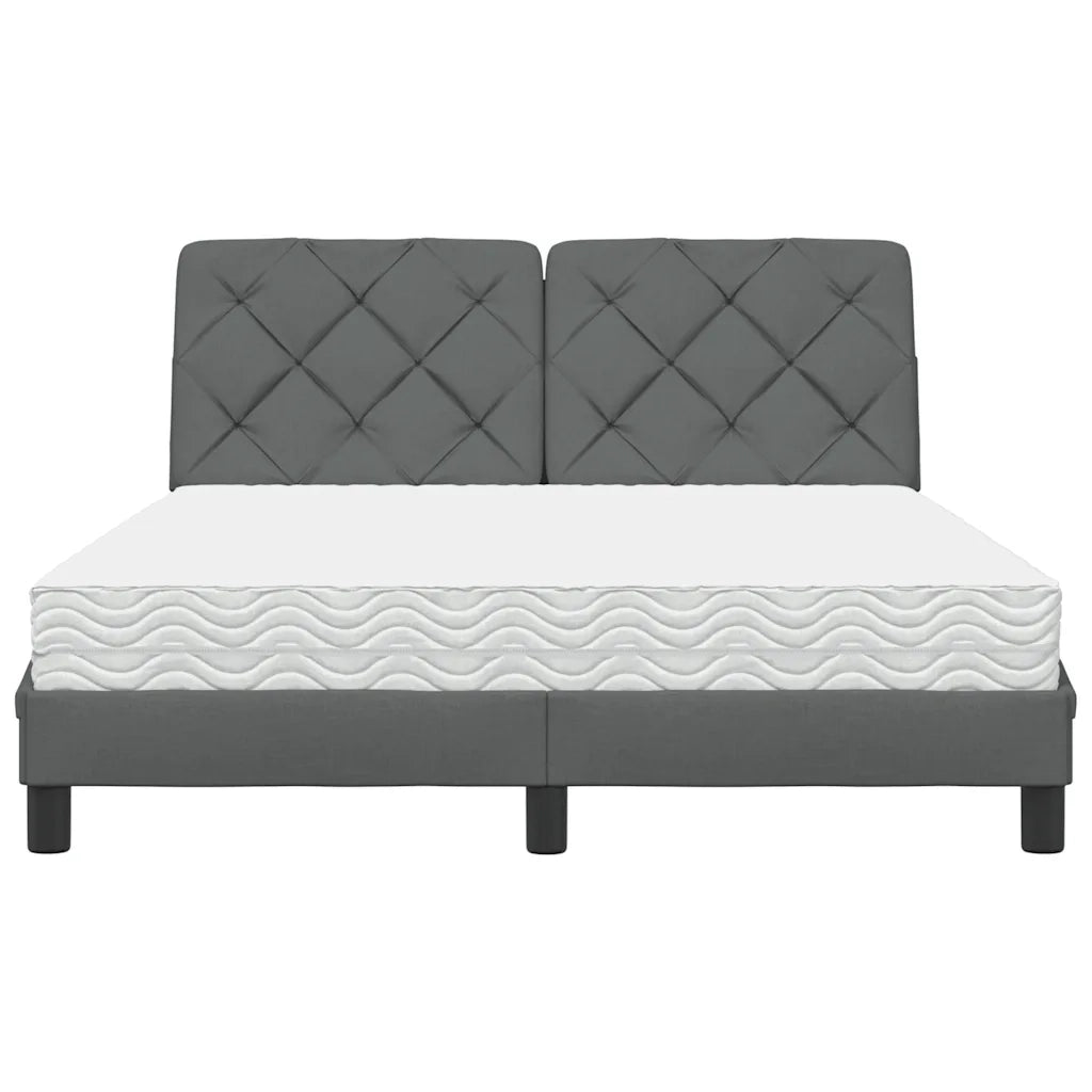 Letto con Materasso Grigio Scuro 120x200 cm Tessuto