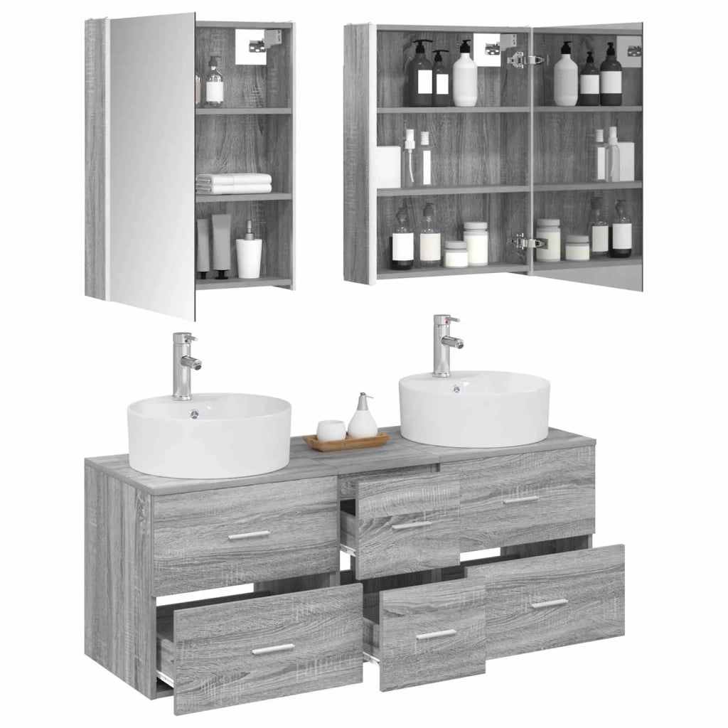 Set di mobili per il bagno 5 pz Sonoma grigio 3406932