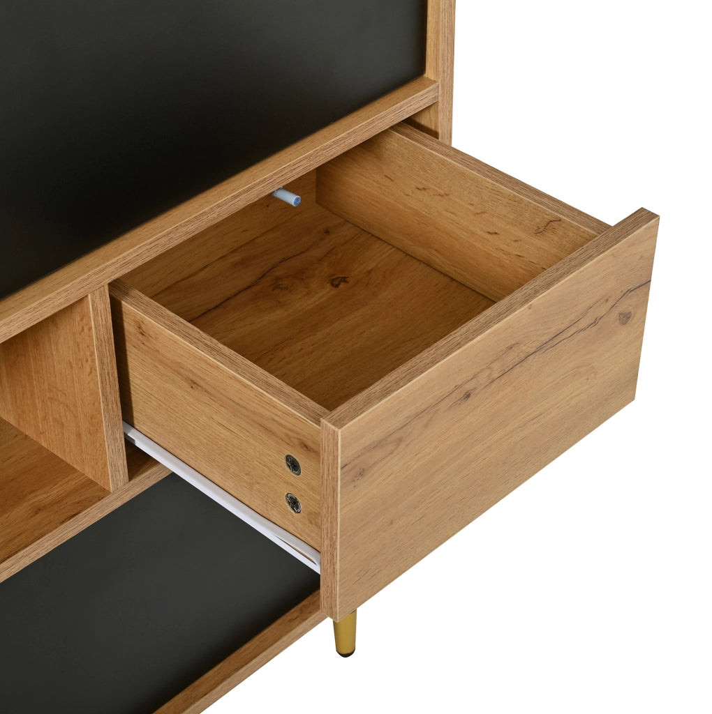 Credenza bicolore 140 cm con 2 cassetti e vani contenitore