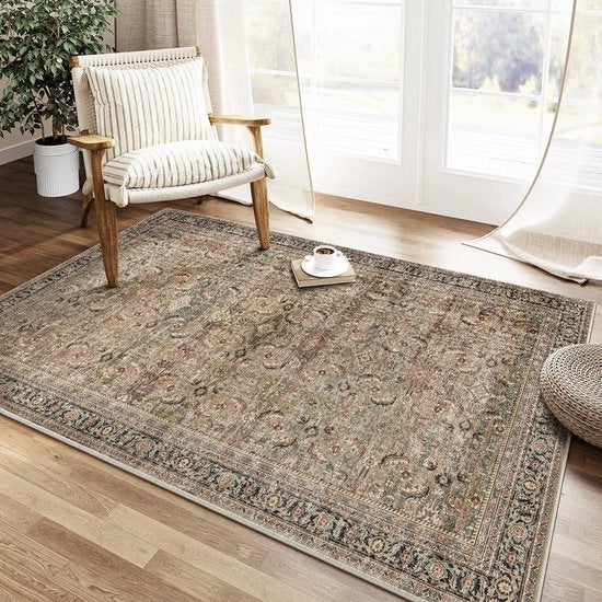 Tapijt in Stile Retro per Sala da Pranzo 150x80cm, Antiscivolo, Pile Corta, Grande Dimensione, Ideale per Soggiorno, Camera da Letto, Camera da Pranzo, Ufficio