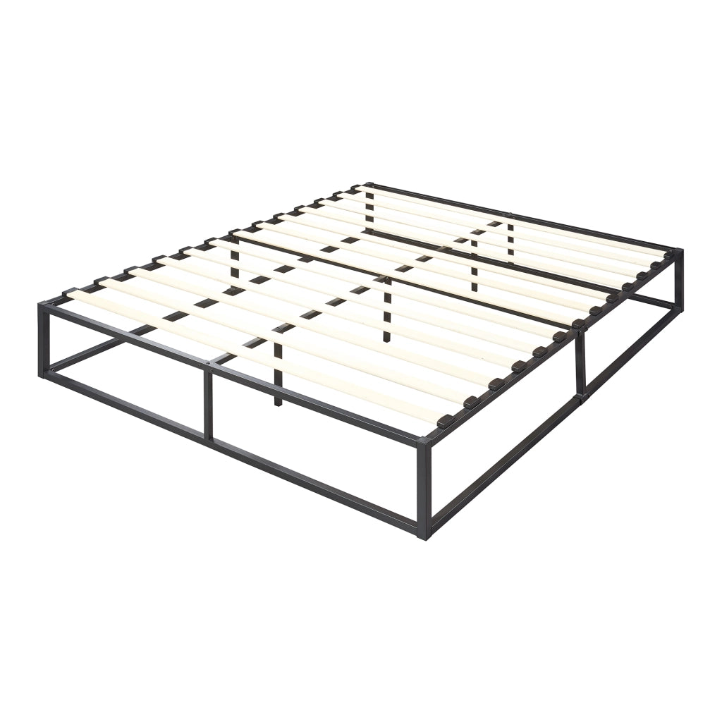 Letto Matrimoniale Kreta con Materasso 180 x 200 cm Acciaio Nero [en.casa]