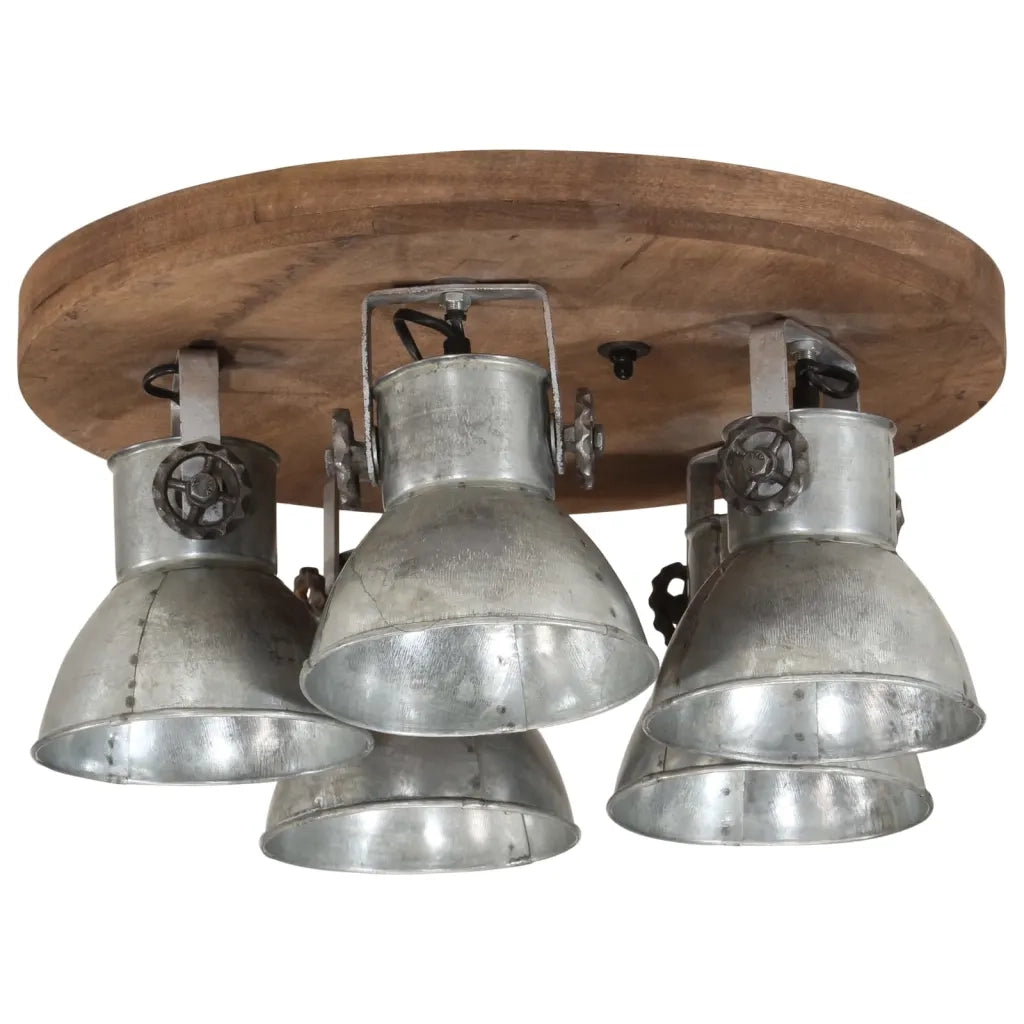 Plafoniera industriale design vintage salone ufficio 50 x 50 x 25 cm in ferro argento 02_0047488