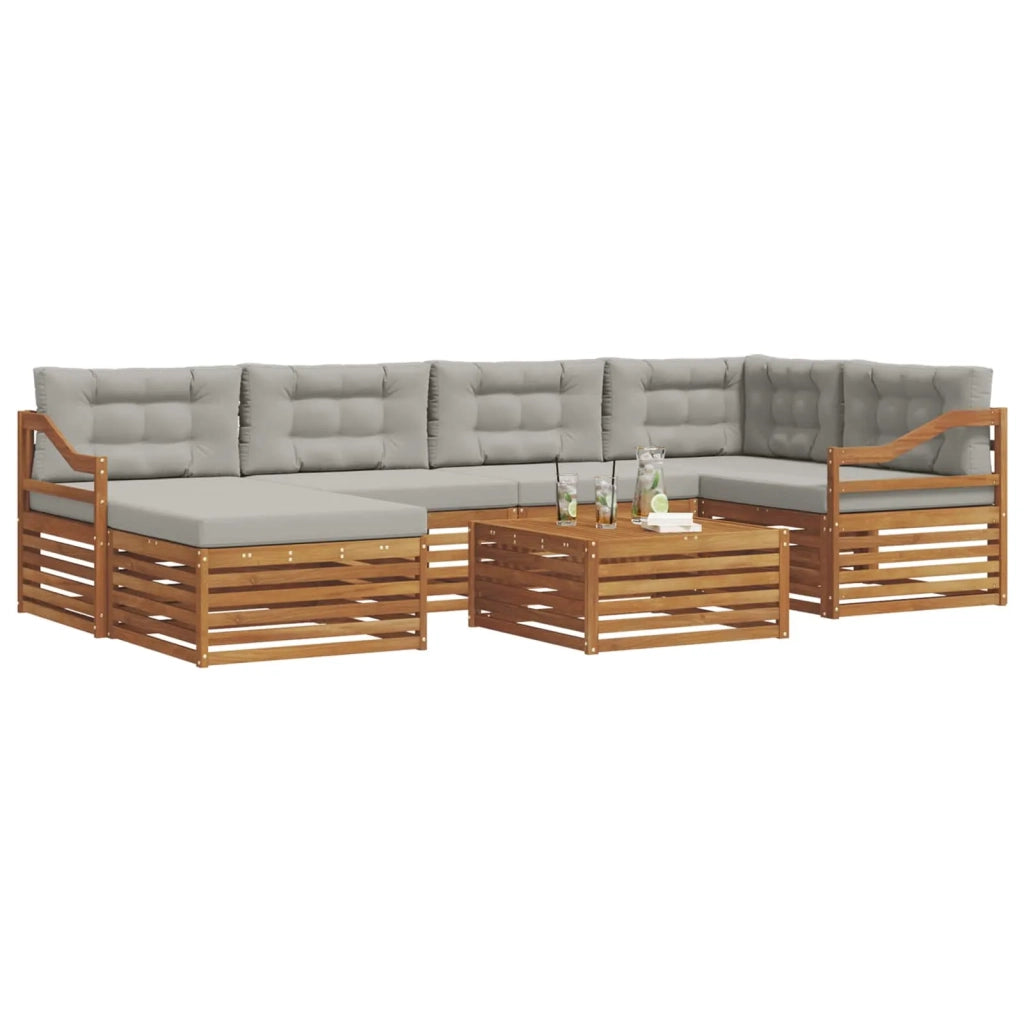 Set di divani da esterno 7 pcs Grigio Naturale e Chiaro 3373796
