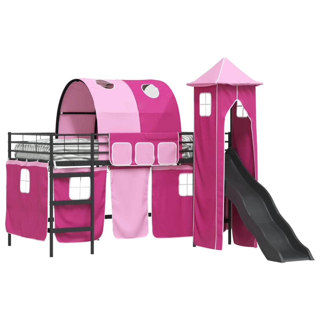 Struttura del letto loft per bambini Nero e rosa 100 x 200 cm 42020890