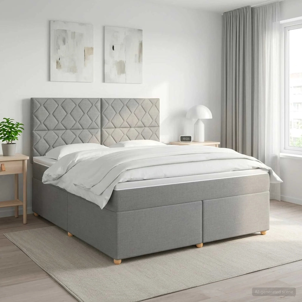 Letto box spring con materasso Grigio Chiaro 140 x 190 cm 3455350